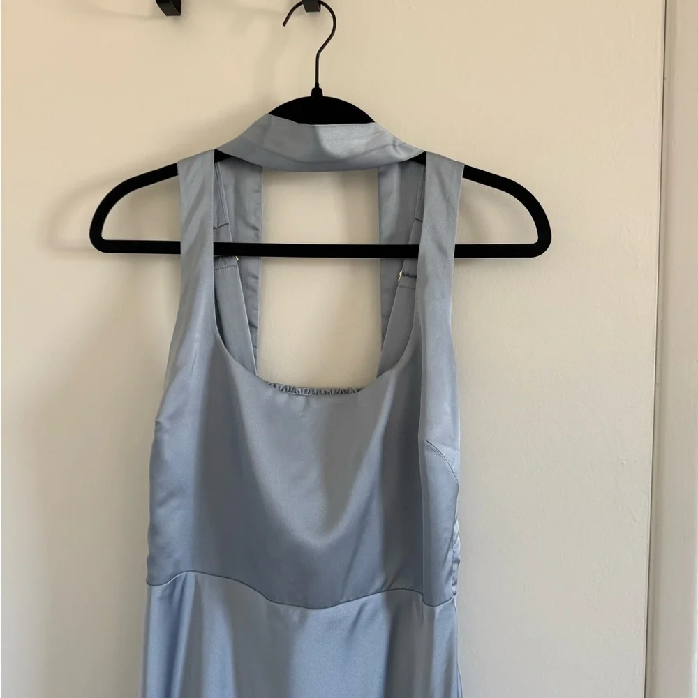 Show Me Your MuMu Light Blue Satin Maxi Dress
